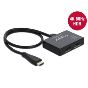   Delock HDMI-elosztó, 1 x HDMI-bemenet > 2 x HDMI-kimenet, 4K 60 Hz (DL-87747)