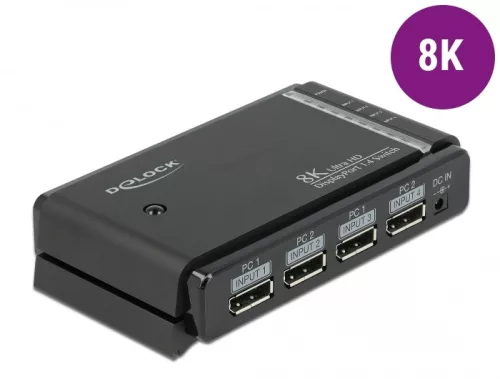 Delock DisplayPort 1.4 kapcsoló 2 x 2 DisplayPort bemenet - 1 x 2 DisplayPort kimenet 8K (DL-87750)