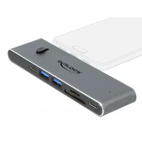   Delock Dokkoló állomás dupla USB Type-C  valamint HDMI / USB 3.2 / SD / PD 3.0 csatlakozókkal (DL-87752)