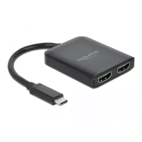   Delock Elosztó USB Type-C  csatlakozóval (DP alternatív mód támogatás)   2 db. HDMI MST / VXP (DL-87755)