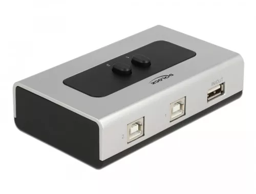 Delock Kétirányú USB 2.0 switch 2 db. B-típusú anya - 1 db. A-típus anya kézi átkapcsolással (DL-87761)