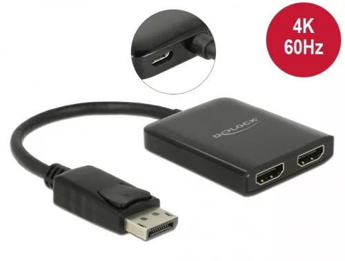 Delock DisplayPort 1.4 elosztó 1 x DisplayPort > 2 x HDMI MST (DL-87769)