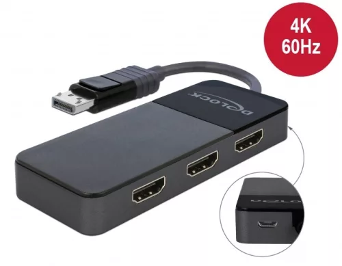 Delock DisplayPort 1.4 elosztó 1 x DisplayPort > 3 x HDMI MST (DL-87770)