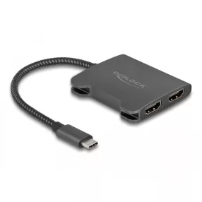   Delock Elosztó USB Type-C  csatlakozóval (DP alternatív mód támogatás)   2 db. HDMI MST (DL-87778)