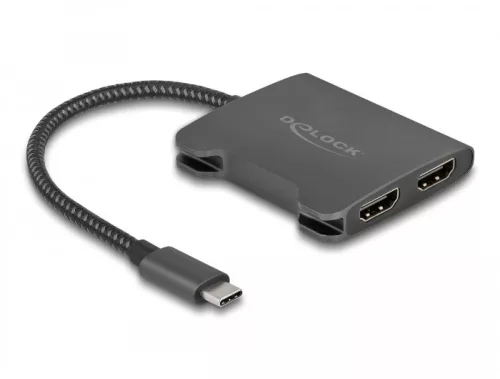 Delock Elosztó USB Type-C  csatlakozóval (DP alternatív mód támogatás)   2 db. HDMI MST (DL-87778)