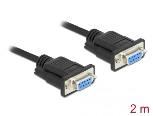 Delock Soros RS-232 D-Sub 9 kábel anya - anya null modem vékony csatlakozó kerettel - CTS / RTS auto (DL-87785)