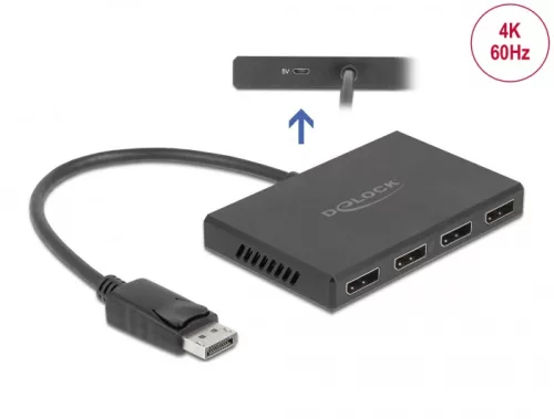 Delock DisplayPort 1.4-es elosztó 1 x DisplayPort-bemenet > 4 x DisplayPort-kimenet (DL-87794)