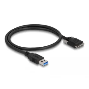   Delock Kábel USB 3.0 A-Típusú dugó - Micro-B Típusú dugó csavarokkal ellátott 0,5 m (DL-87798)