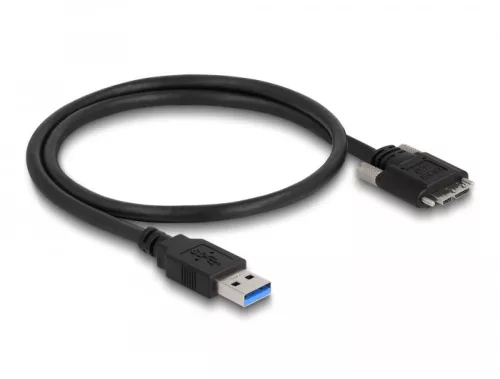Delock Kábel USB 3.0 A-Típusú dugó - Micro-B Típusú dugó csavarokkal ellátott 0,5 m (DL-87798)