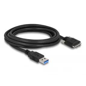   Delock Kábel USB 3.0 A-Típusú dugó - Micro-B Típusú dugó csavarokkal ellátott 3 m (DL-87801)