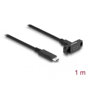   Delock SuperSpeed USB 10 Gbps (USB 3.2 Gen 2) USB Type-C  kábel apa-anya 1 m panel-csatlakozójú fekete (DL-87824)