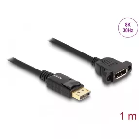   Delock DisplayPort 1.4 kábel 8K 30 Hz apa - anya 1 m panel-csatlakozójú fekete (DL-87825)