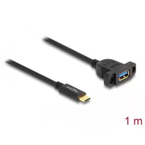   Delock SuperSpeed USB 10 Gbps (USB 3.2 Gen 2) USB Type-C  kábel apa   A-típusú USB anya 1 m panel-csatlakozójú fekete (DL-87826)
