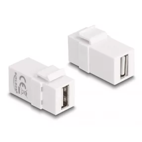   Delock Keystone modul, USB 2.0 A-csatlakozóhüvely > USB 2.0 A-csatlakozóhüvely, fehér (DL-87830)
