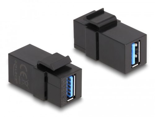 Delock Keystone modul, USB 3.0 A-csatlakozóhüvely > USB 3.0 A-csatlakozóhüvely, fekete (1:1)