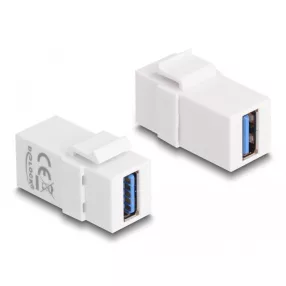   Delock Keystone modul, USB 3.0 A-csatlakozóhüvely > USB 3.0 A-csatlakozóhüvely fehér (1:1) (DL-87832)
