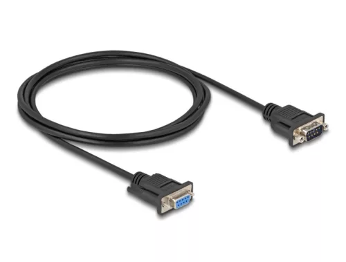 Delock D-Sub9-es, RS-232 soros kábel, anya-apa, 2 m (DL-87834)