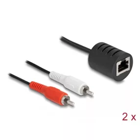   Delock Sztereo Audio bővítő RJ45 anya - 2 db. RCA apa Cat.5 akár 50 m 2 db-os szett (DL-87857)