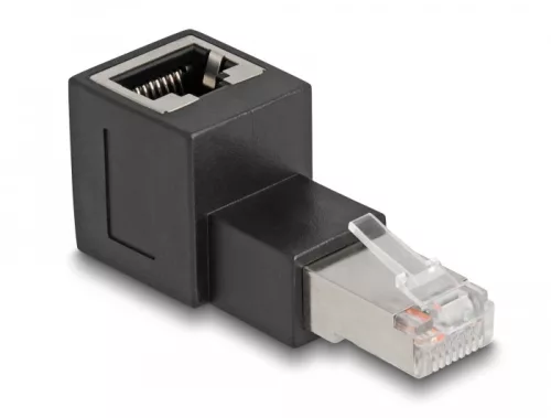 Delock RJ45 apa - RJ45 anya adapter Cat.6A 90  fokos szögben felfelé hajlítva (DL-87861)