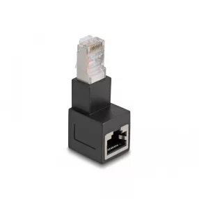   Delock RJ45 apa - RJ45 anya adapter Cat.6A 90  fokos szögben lefelé hajlítva (DL-87862)