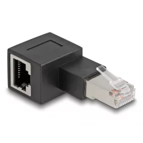   Delock RJ45 apa - RJ45 anya adapter Cat.6A 90  fokos szögben balra hajlítva (DL-87863)