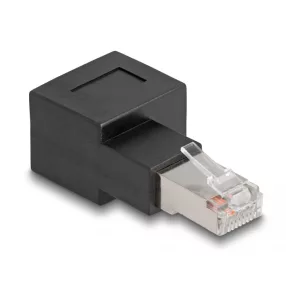   Delock RJ45 apa - RJ45 anya adapter Cat.6A 90  fokos szögben jobbra hajlítva (DL-87864)