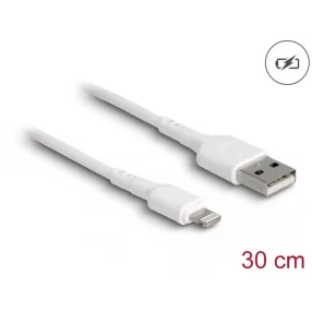   Delock USB töltő kábel iPhone , iPad , iPod  eszközökhöz fehér 30 cm (DL-87866)