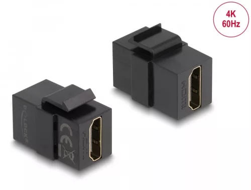 Delock Keystone modul, HDMI-csatlakozóhüvely > HDMI-csatlakozóhüvely, fekete (DL-87875)
