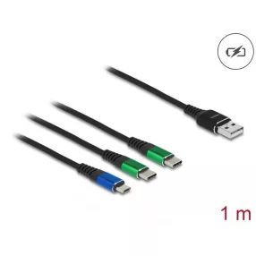   Delock 1 m hosszú, USB töltő kábel 3 az 1 A-típusú apa Micro USB -, es 2 x USB Type-C  csatlakozáshoz (DL-87882)