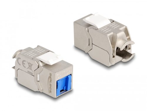 Delock Keystone Modul RJ45 anya - LSA Cat.6A eszköz nélkül használható kék por elleni fedővel