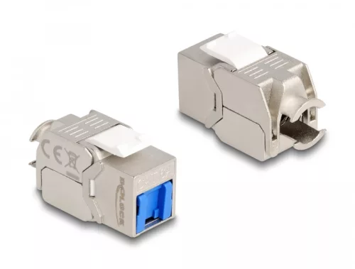 Delock Keystone Modul RJ45 anya - LSA Cat.6A eszköz nélkül használható kék por elleni fedővel (DL-87898)