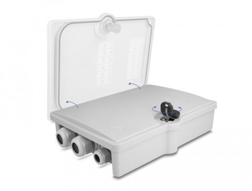 Delock Optikai szál elosztó doboz belső és külső használatra IP55 vízhatlan, zárható 6 port szürke