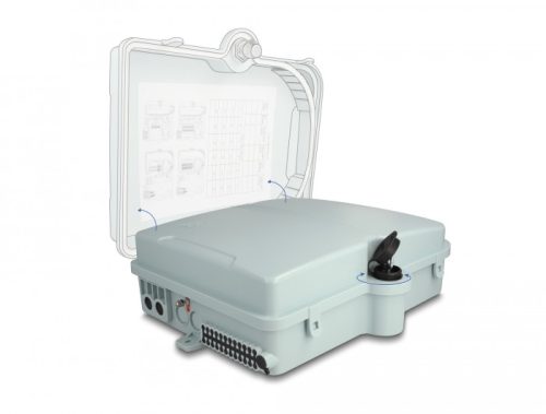 Delock Optikai szál elosztó doboz belső és külső használatra IP65 vízhatlan, zárható 24 port szürke
