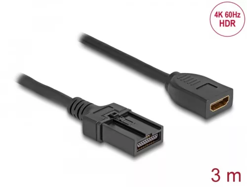 Delock HDMI önműködő kábel HDMI-A anya - HDMI-E apa kapcsolattal 3 m, 4K 60 Hz-s (DL-87905)