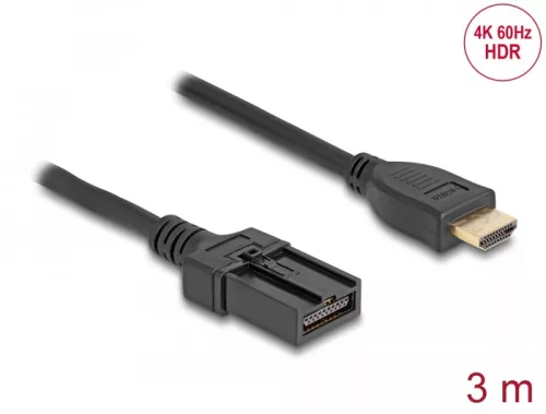 Delock HDMI önműködő kábel HDMI-A apa - HDMI-E apa kapcsolattal 3 m, 4K 60 Hz-s (DL-87906)