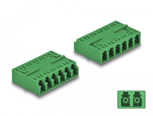 Delock Optikai szál kapcsolat HD LC Hexaplex anya - LC Hexaplex anya zöld