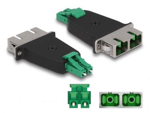 Delock Optikai szál hibrid párosító LC Duplex apa - SC Duplex anya zöld