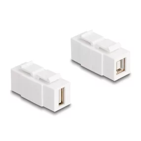   Delock Keystone modul A-típusú USB 2.0 anya   B-típusú USB 2.0 anya, mindkét oldalával beépíthető, fehér színű (DL-87951)