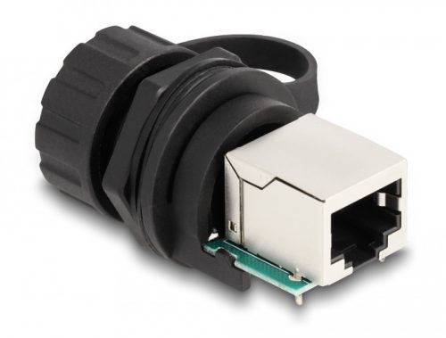 Delock Kábel konnektor RJ50 anya - RJ50 anya beszereléshez IP68 védő kupakkal por és vízhatlan, fekete színű