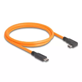   Delock USB 5 Gbps kábel USB Type-C  apa - USB Type-C  apa 90 -ban hajlított kötött felvételre 1 m narancs színű (DL-87961)