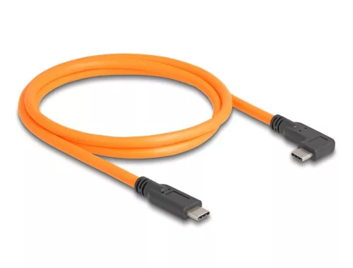 Delock USB 5 Gbps kábel USB Type-C  apa - USB Type-C  apa 90 -ban hajlított kötött felvételre 1 m narancs színű (DL-87961)