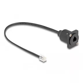   Delock D-típusú RJ10 kábel apa   anya fekete 30 cm (DL-87965)