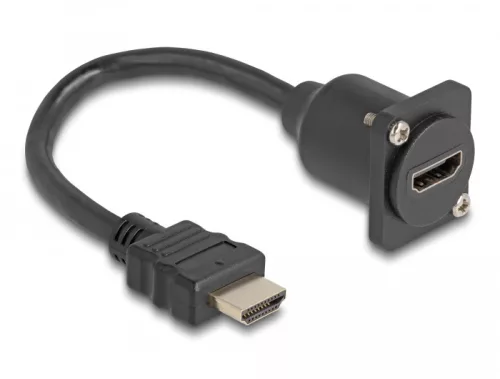 Delock D-típusú HDMI kábel apa   anya fekete 20 cm (DL-87966)