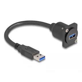   Delock D-típusú USB 5 Gbps kábel A-típusú apa   A-típusú anya fekete 20 cm (DL-87967)