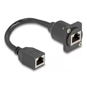  Delock D-típusú RJ45 kábel anya   anya Cat.5e fekete 20 cm (DL-87968)
