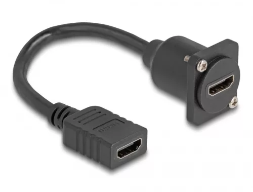 Delock D-típusú HDMI kábel anya   anya fekete 20 cm (DL-87982)