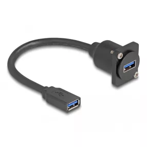   Delock D-típusú USB 5 Gbps kábel A-típusú anya   A-típusú anya fekete 20 cm (DL-87983)