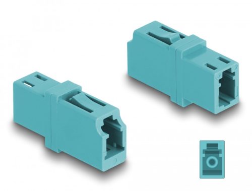 Delock Optikai szál párosító LC Simplex anya - LC Simplex anya OM3 aqua