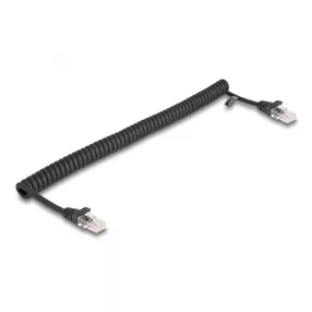   Delock RJ45 tekercselt kábel apa - apa Cat.5e 1 m, fekete (DL-87992)