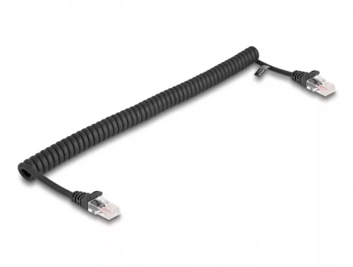 Delock RJ45 tekercselt kábel apa - apa Cat.5e 1 m, fekete (DL-87992)